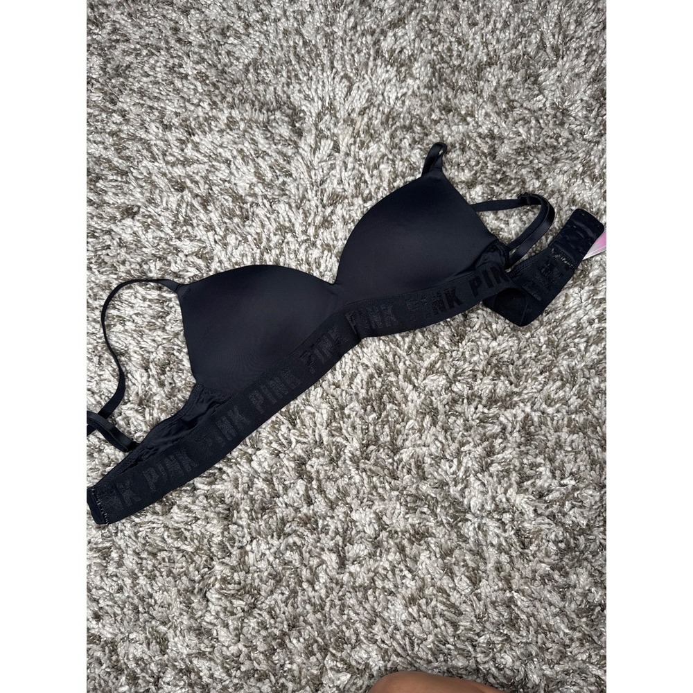 Victoria's Secret Black Padded Logo Band T-Shirt Bra